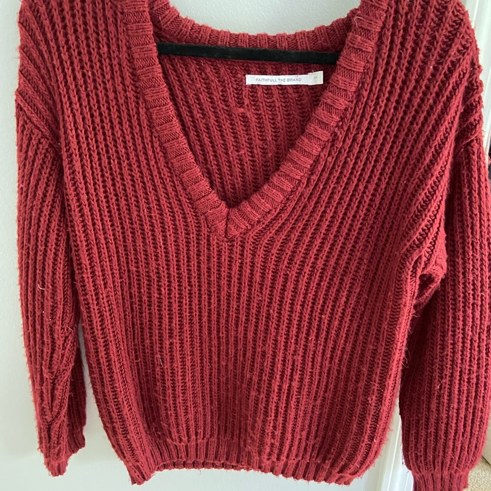 Faithfull the Brand Maroon Hand Made Sweater